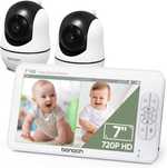 Monitor video bebelusi Bonoch, ecran 7 inch, 720p HD, camera rotativa