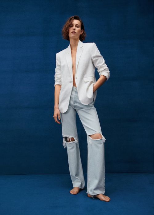 Blugi drepți cu talie înalta Mango