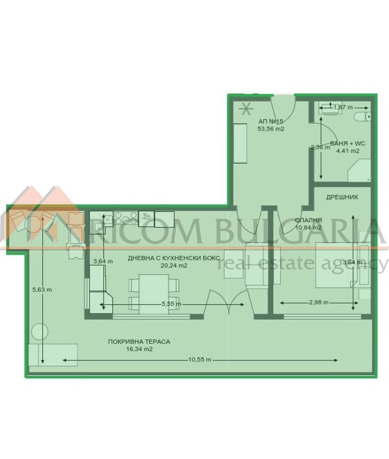 2-стаен в Варна-Виница площ 75