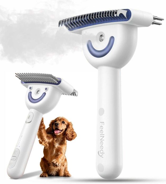 Четка за кучета FEELNEEDY за груминг, двустранна, акумулаторна, IPX6