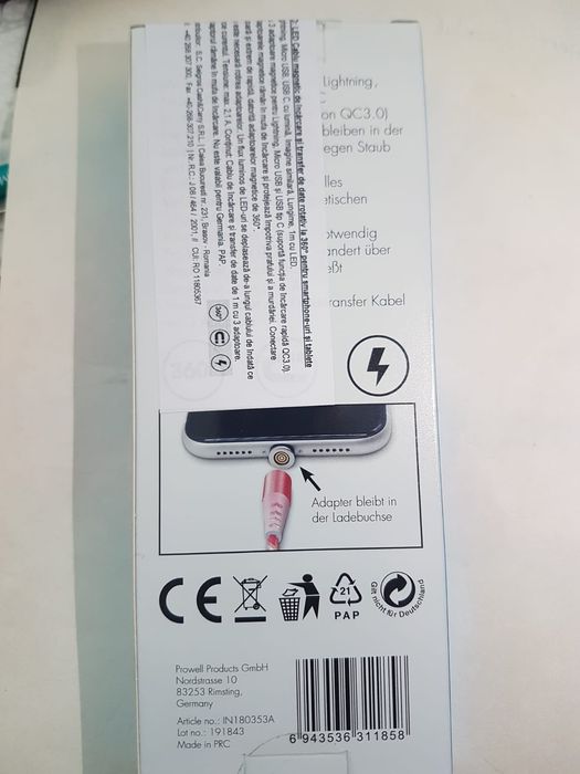 Cablu incarcare magnetic cu LED pentru toate tipurile de smartphone