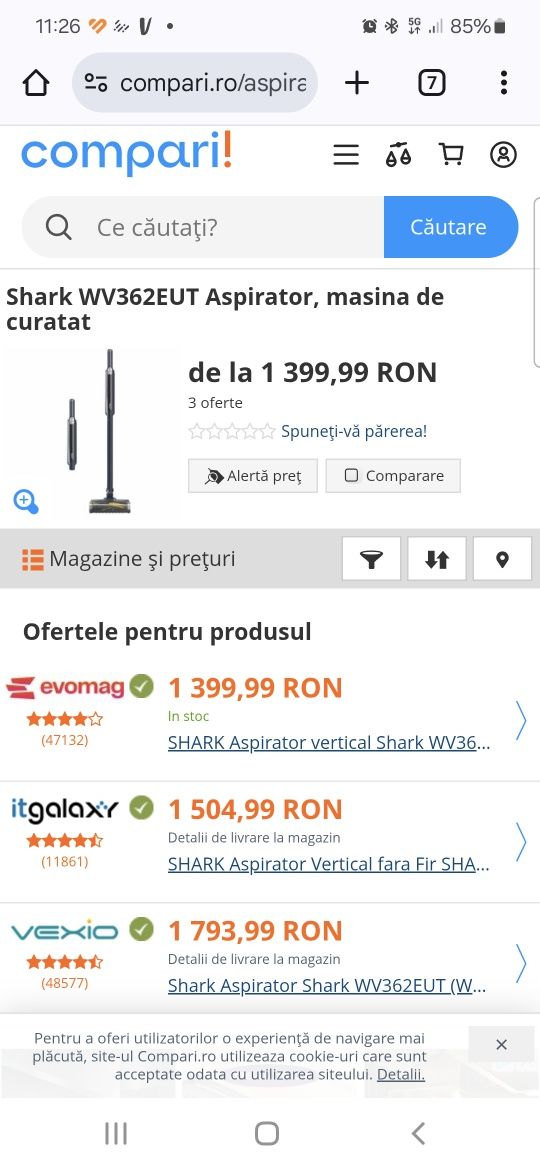 Aspirator vertical Shark 2 in 1 WV362EU fără fir cu acumulator