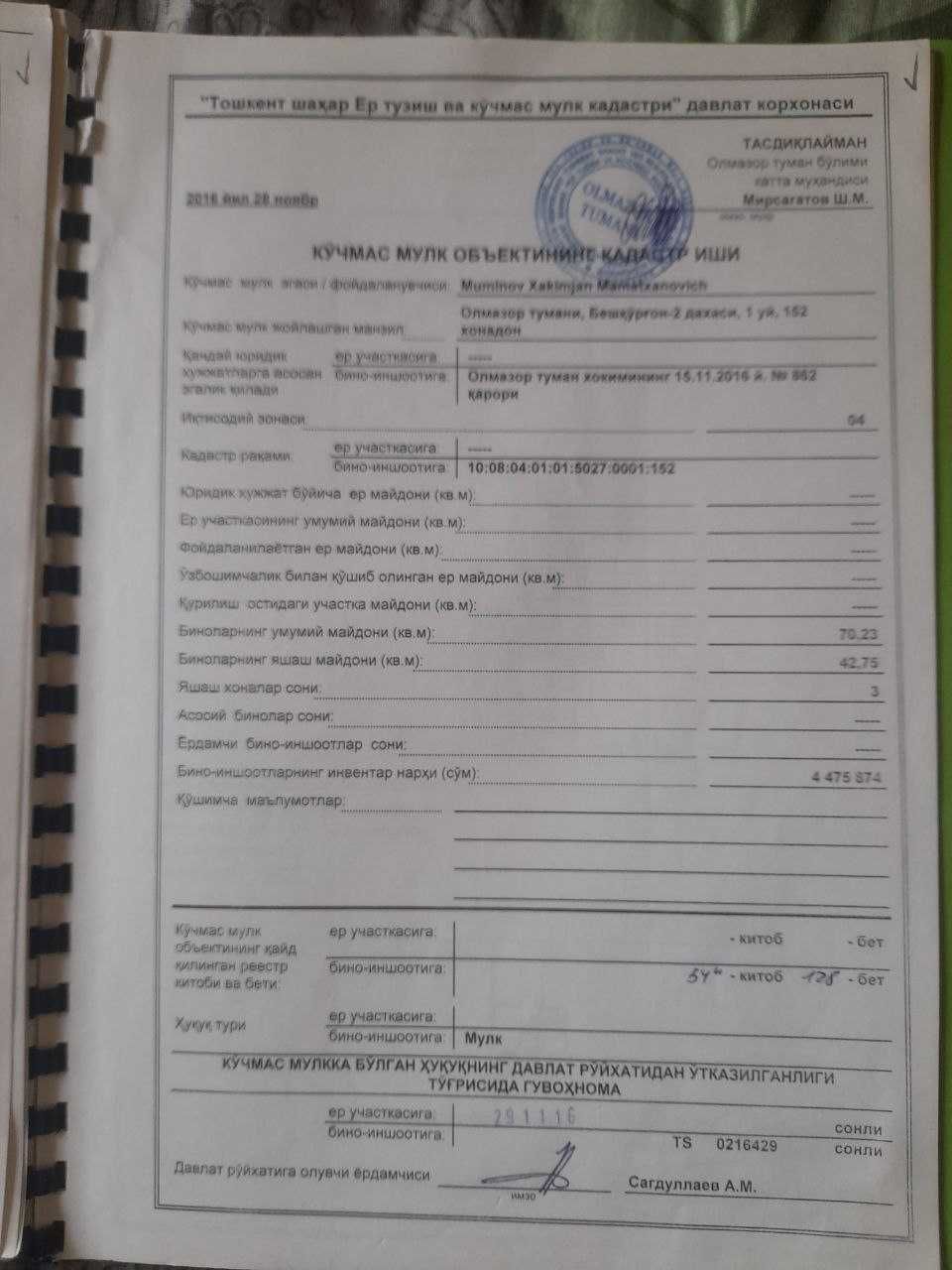 Uy sotiladi 2 xonali