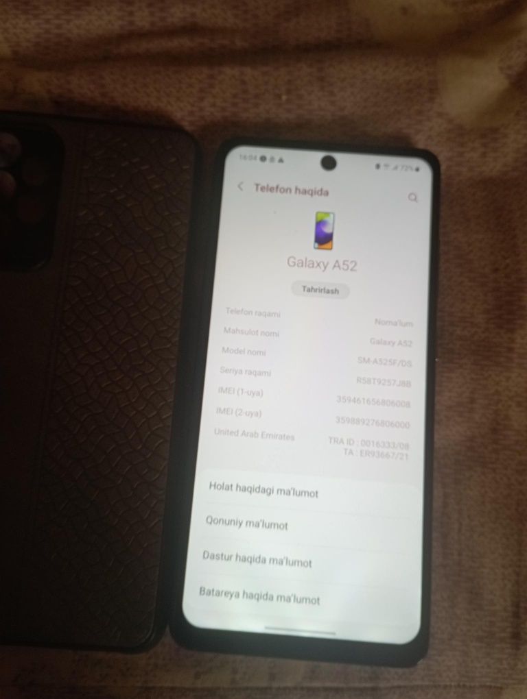 Samsung A52 xolati ideal