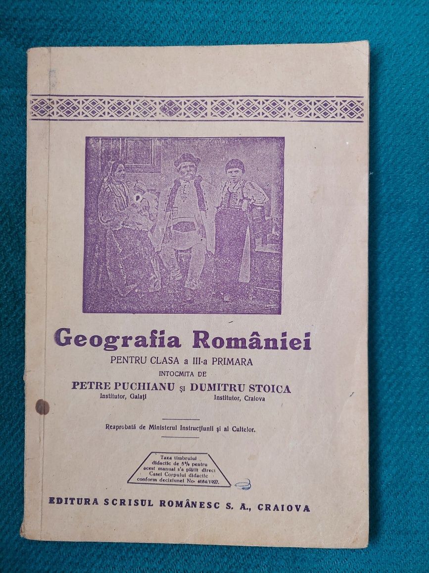 Manual scolar Geografia Romaniei 1927