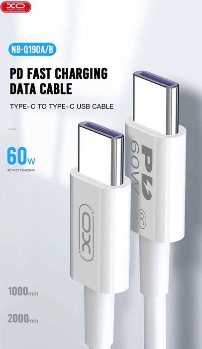 Cablu USB-C la USB-C 60W cu iPhone 15/16/17 încărcare rapidă