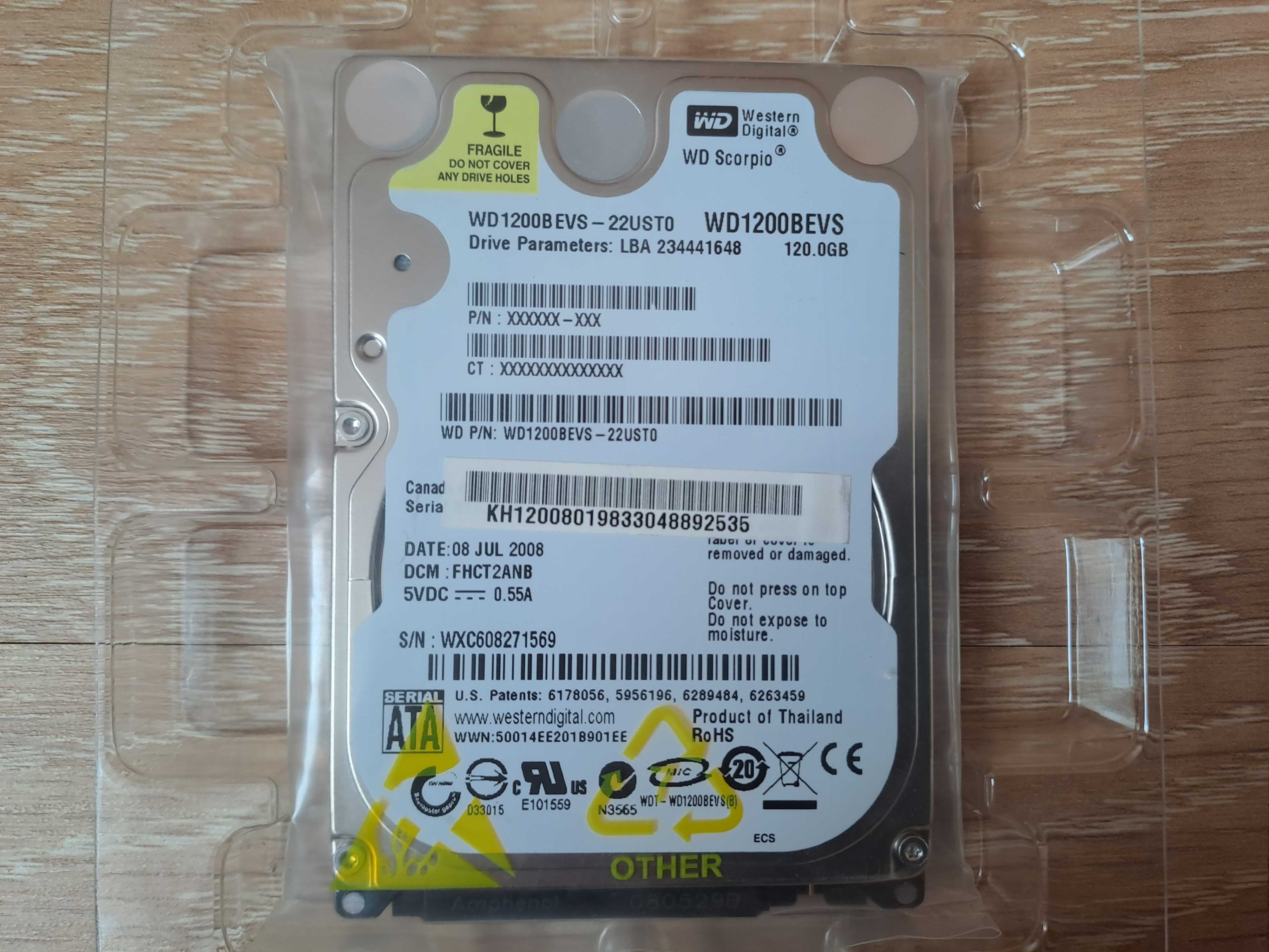 Hard disk laptop Western Digital 120 GB