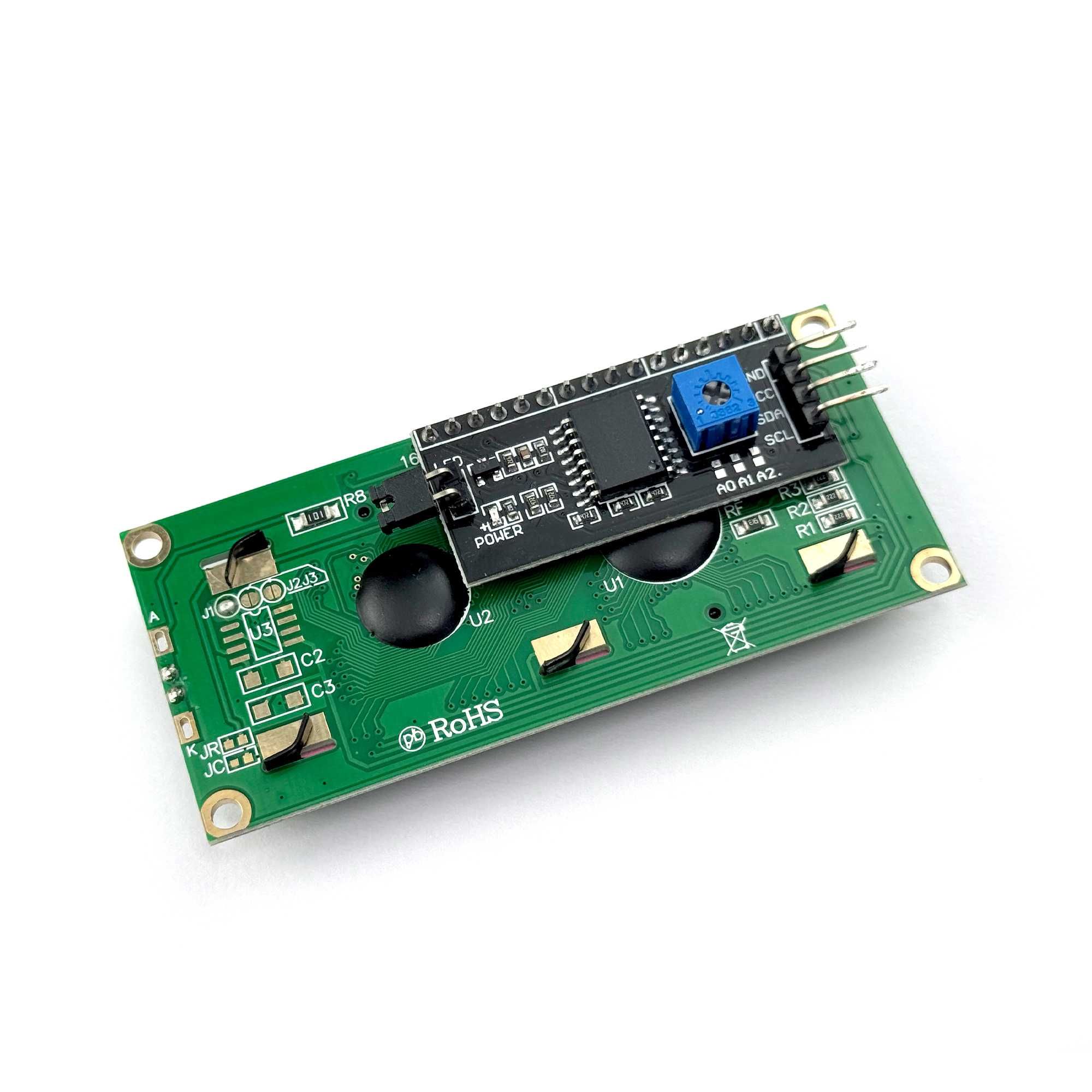 Дисплей 1602 c I2C адаптером (16×2 символов,синий)