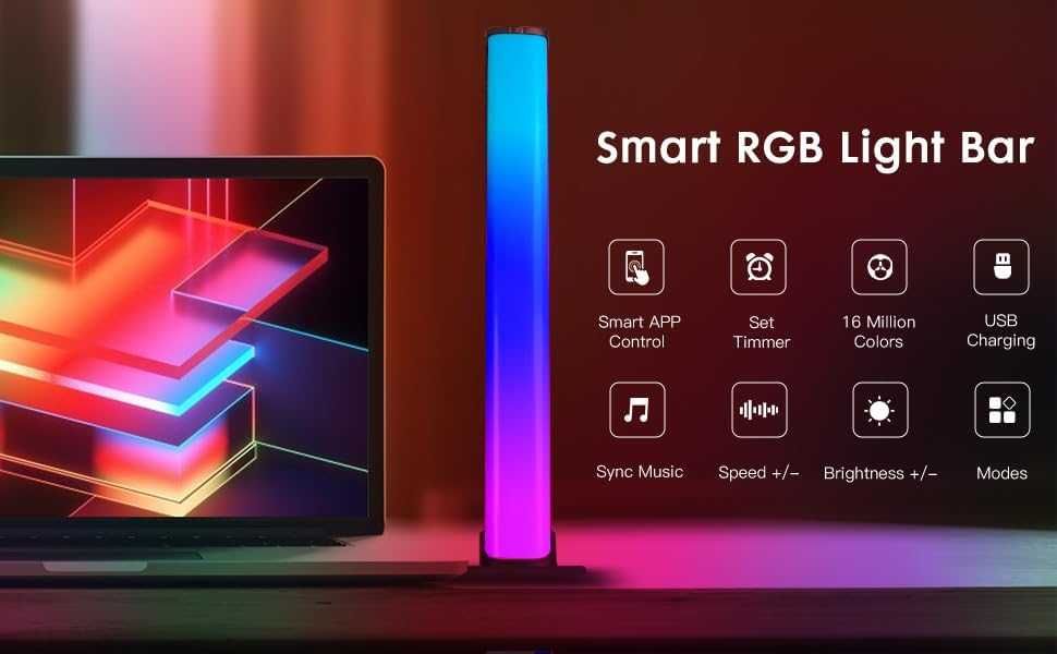 Интелигентна RGB лампа, синхронизиране с музика, декорация за стая