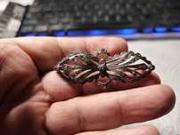 Brosa vintage argint cu zirconii
