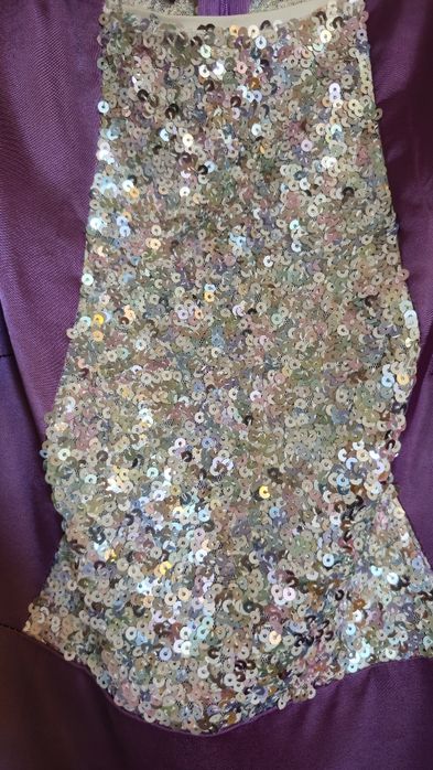 Set rochii mamă-fiică mov cu paiete argintii