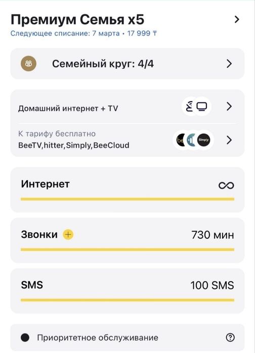 Биллаин ресурс тариф бар багасы 2200тг