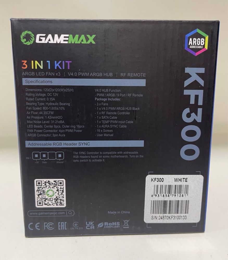 Gamemax KF300 ARGB 3tali Hab Pulti bor