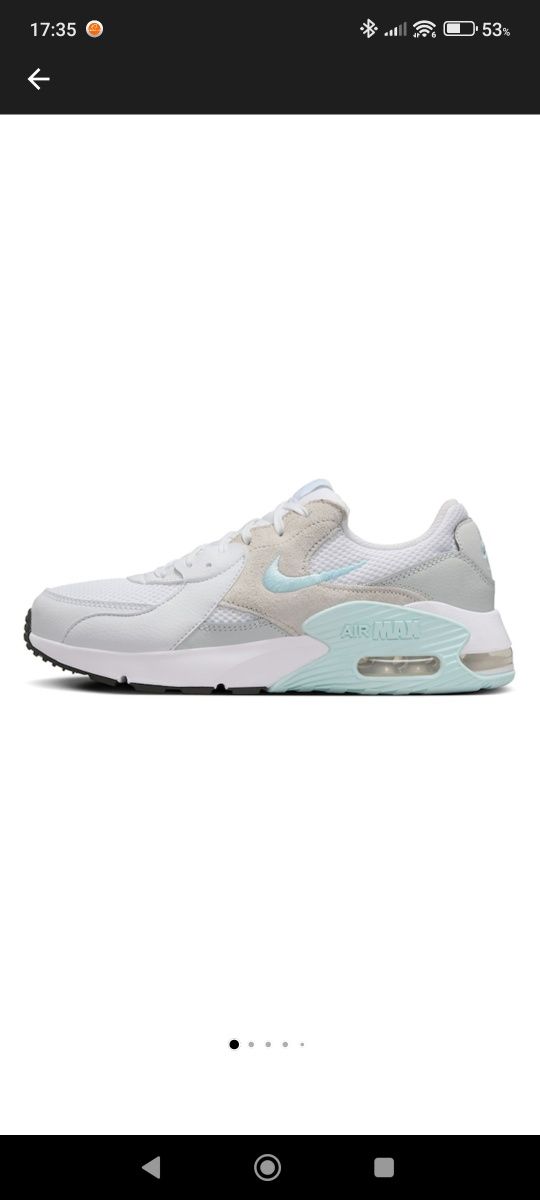 Nike - Кожени спортни обувки Air Max Excee с велур, Бял, Аквамарин син