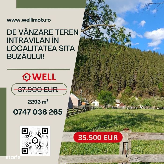 De vânzare teren intravilan în localitatea Sita Buzăului!