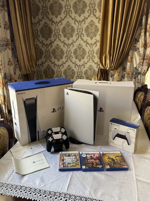 PlayStation 5 с дисководом + 2 геймпада + 3 игры | Идеальное состояние