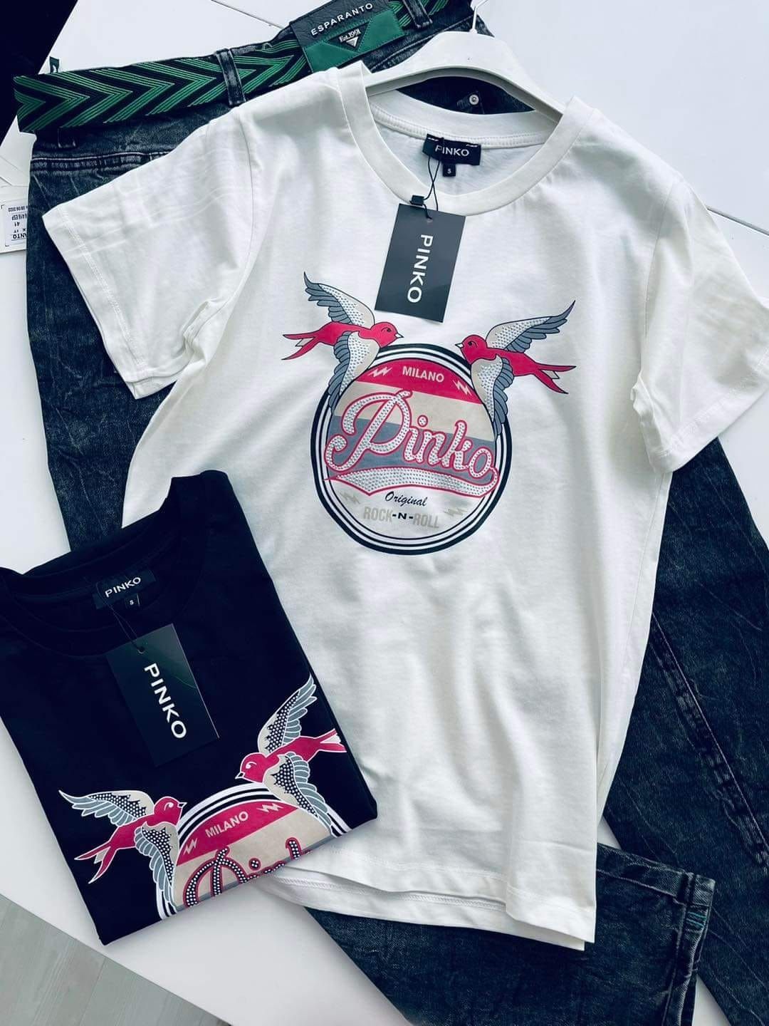 Pinko дамски тениски права кройка t shirt woman over size памук