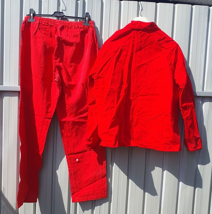 Costum salopeta rosu 46 / bumbac