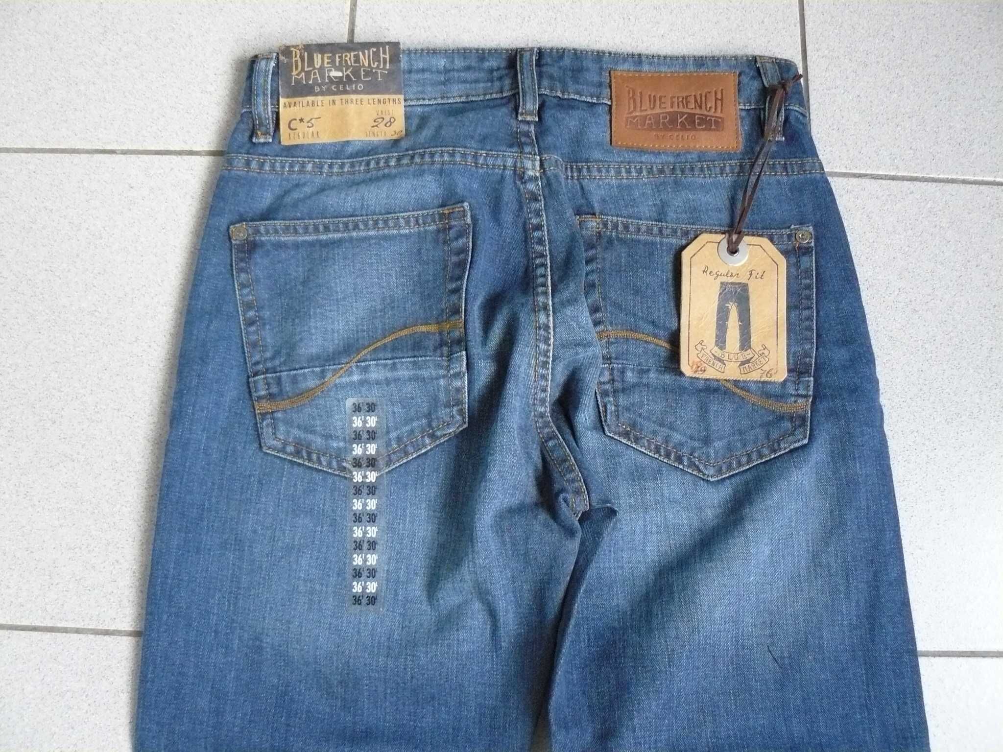 Jeans Barbati Blue French Market By Celio Originali,Nr. 36,Noi, Franta