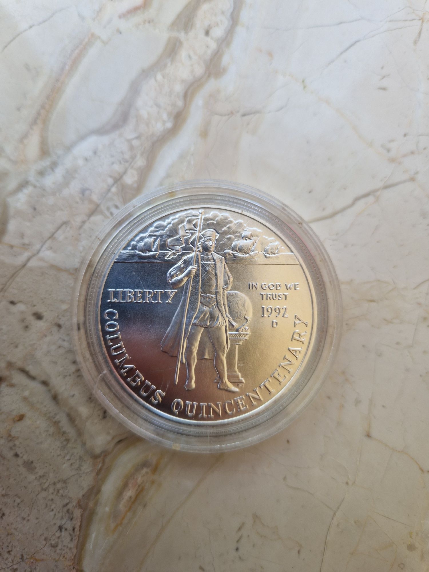 1 долар 1992г САЩ,Колумб, сребърна монета