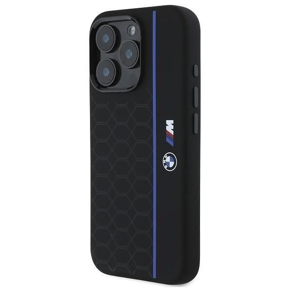 Bmw - калъф hardcase silicone hexagon blue line magsafe за iphone 16 p