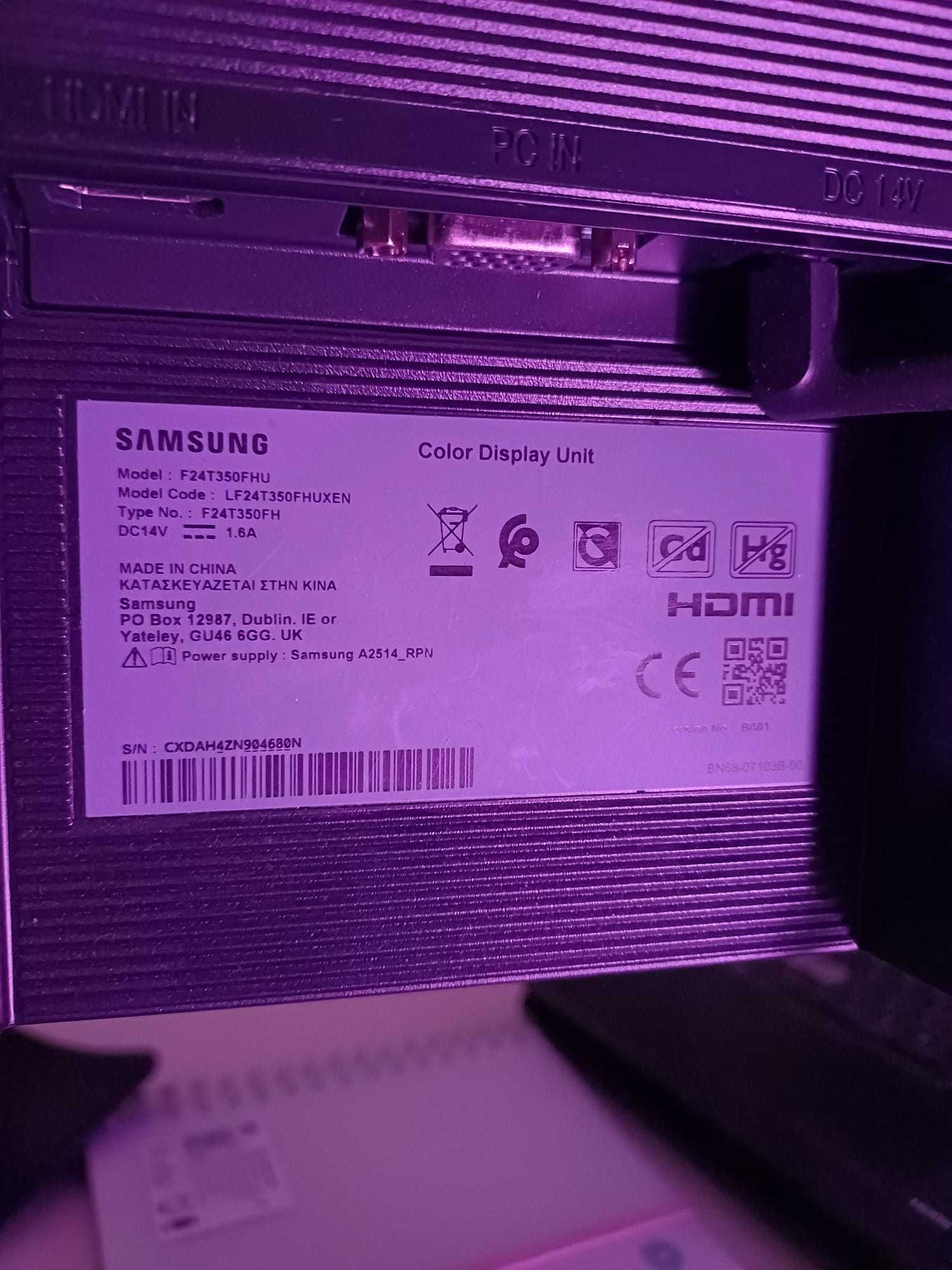 Monitor Samsung 24", F24T350FH IPS, 75hz, fără zgârieturi + STATIV