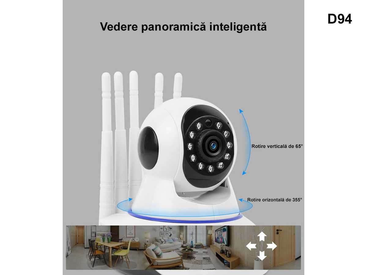 Camera Supravegher WIFI Cameră Supraveghere Rotativa Video 360 CCTV