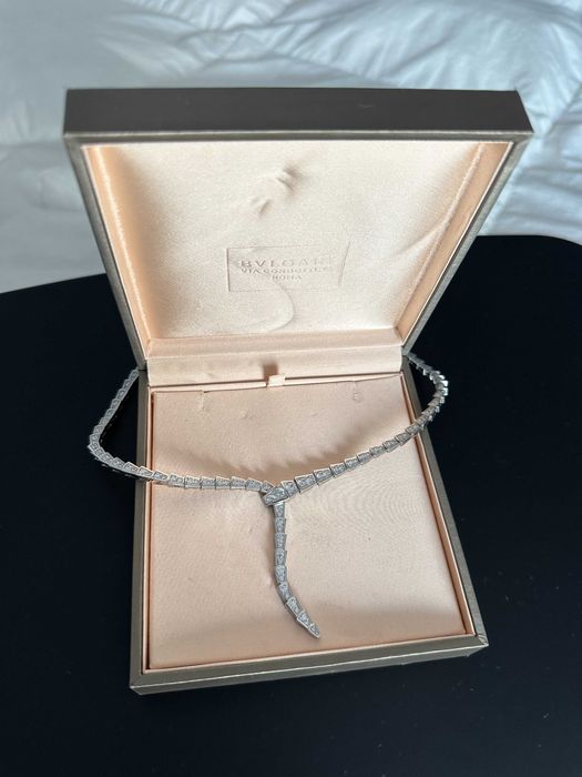 Colier Serpenti cristale placat cu aur alb Bvlgari