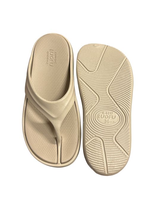 Дамски джапанки между пръста в бежово и розово-LUOFU