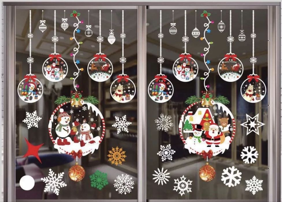 Новогодние многоразовые наклейки