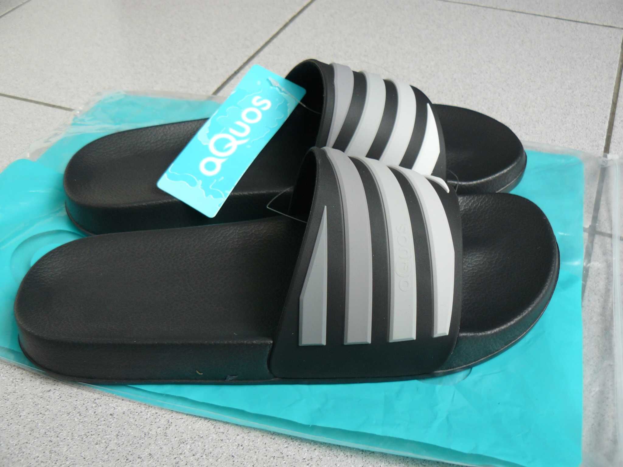 Slapi/Papuci Plaja AQUOS ZIPTOP Originali,Noi,Negru/Alb,Nr.42, 43, 44