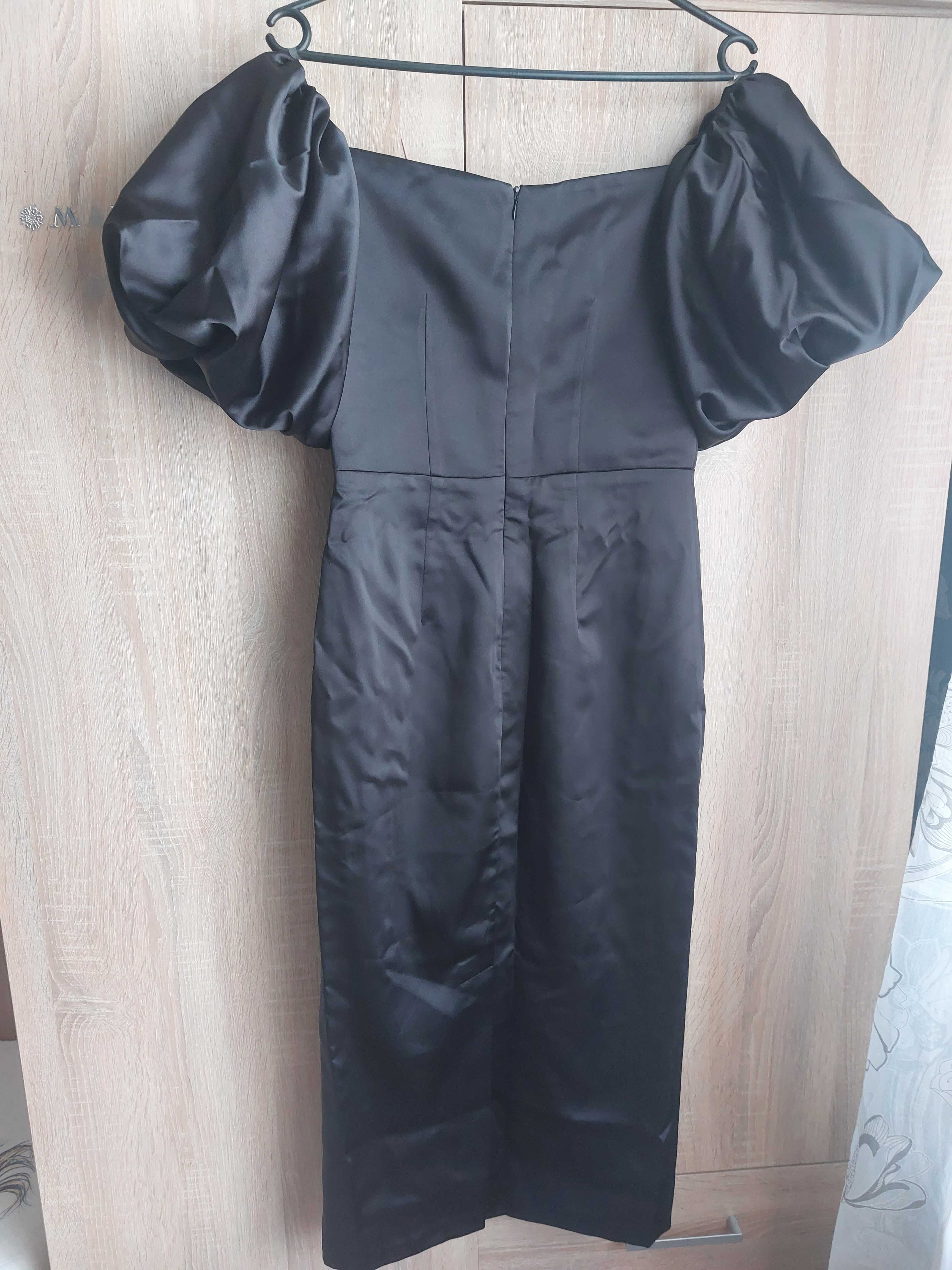 Rochie midi tafta neagra MARISKA BOGAS MĂRIMEA XS-S