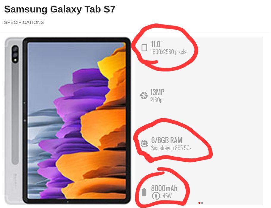 Перфектен Samsung Tab S7 , с 11" инчов , 2.5К дисплей ,с памет 6/128GB