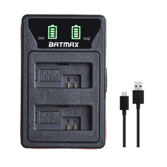 Set 2 acumulatori LP-E5 + incarcator dublu Canon 450D 500D 1000D Kiss