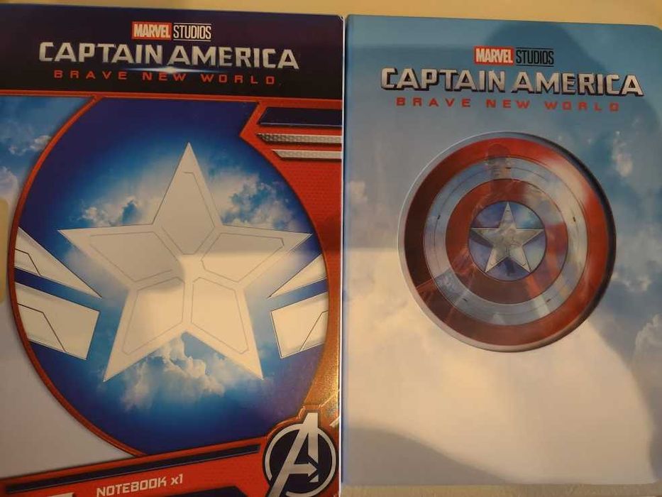 set notebook ,insigna si  casti wireless marvel captain america