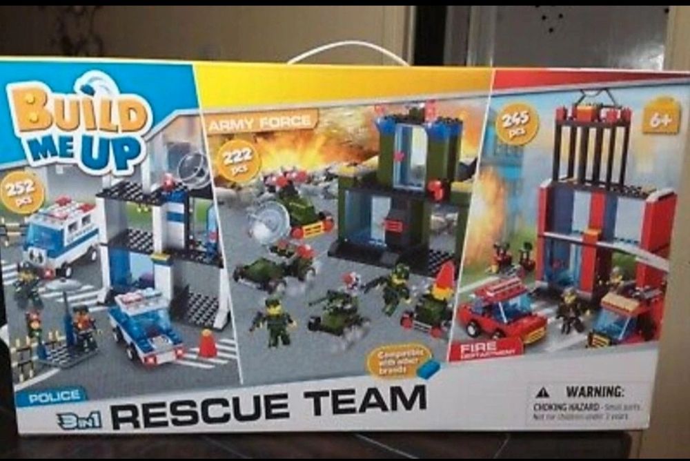Set construcție tip Lego 3 in 1 Politie Pompieri Brigada Militara