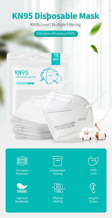 Mască FFP2 KN95 set 10 bucăți