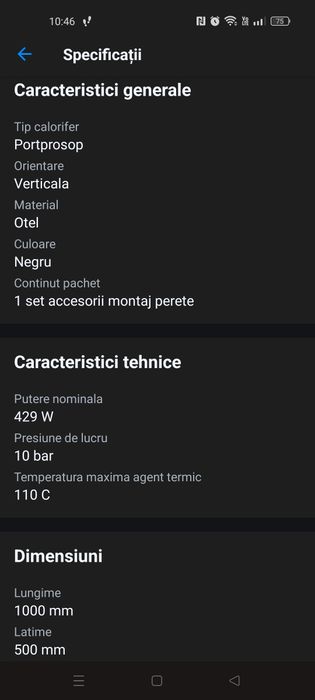 Calorifer pt baie 50x100 cm