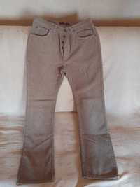 Pantalon bej de dama de catifea raiata