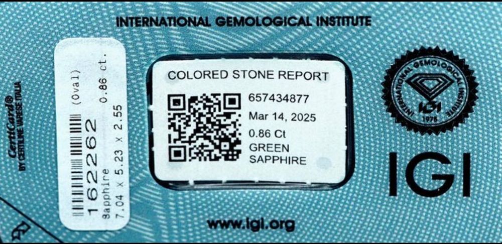 Safir 0,86 ct verde/albastru oval