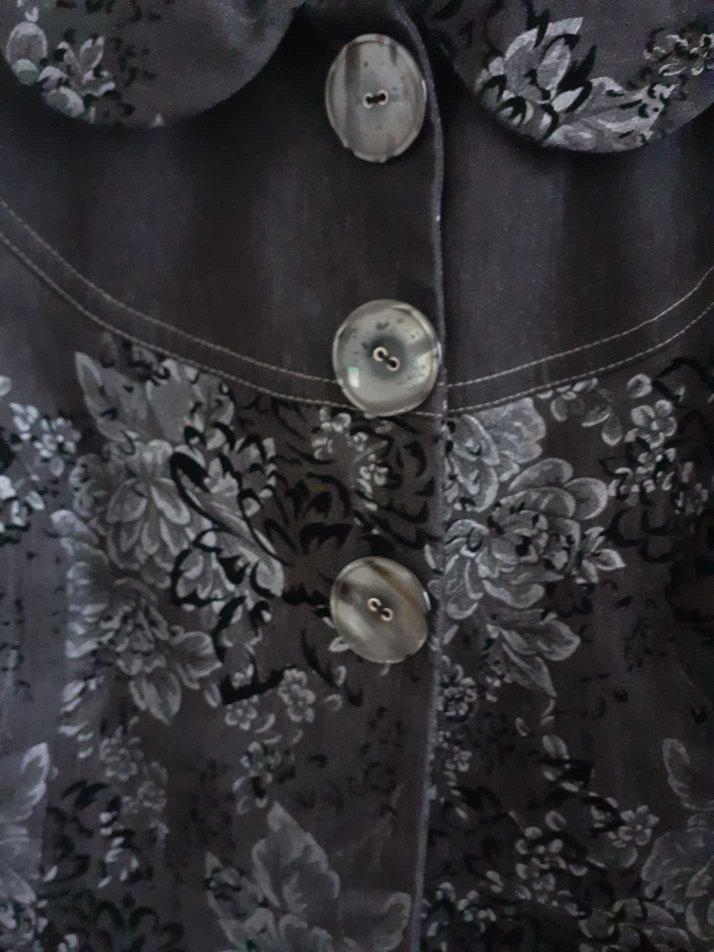 Sacou elegant gri închis cu model floral în relief