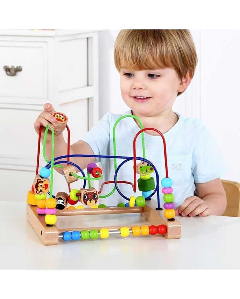 Дървен лабиринт с различни фигурки Tooky toy - Диви животни