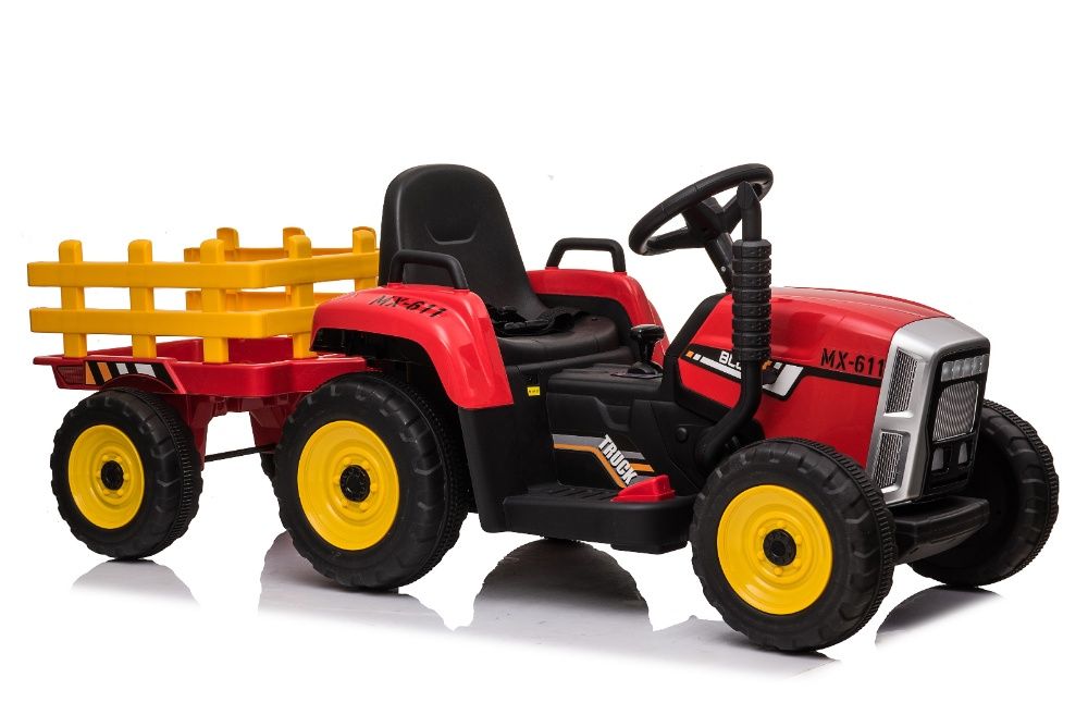 Tractoras electric BJ-611 cu remorca si telecomanda STANDARD #Rosu