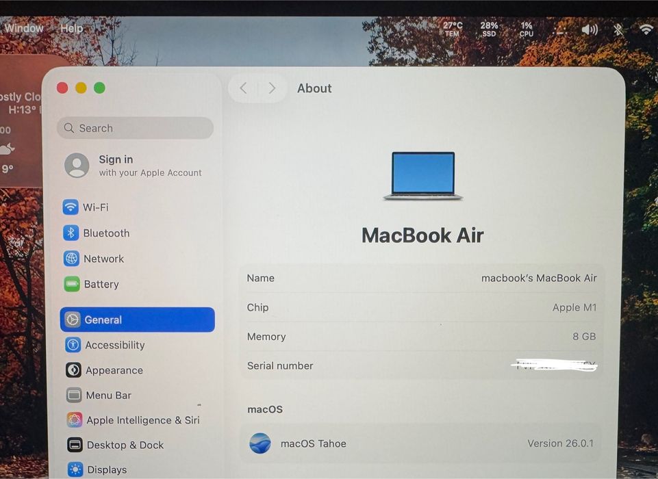 MacBook Air M1 2020 (13.3 Retina дисплей, 8GB /250gb SSD