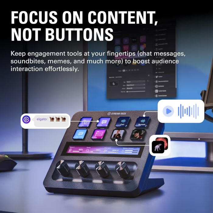 Elgato Stream Deck +, аудио миксер, продуцентска конзола