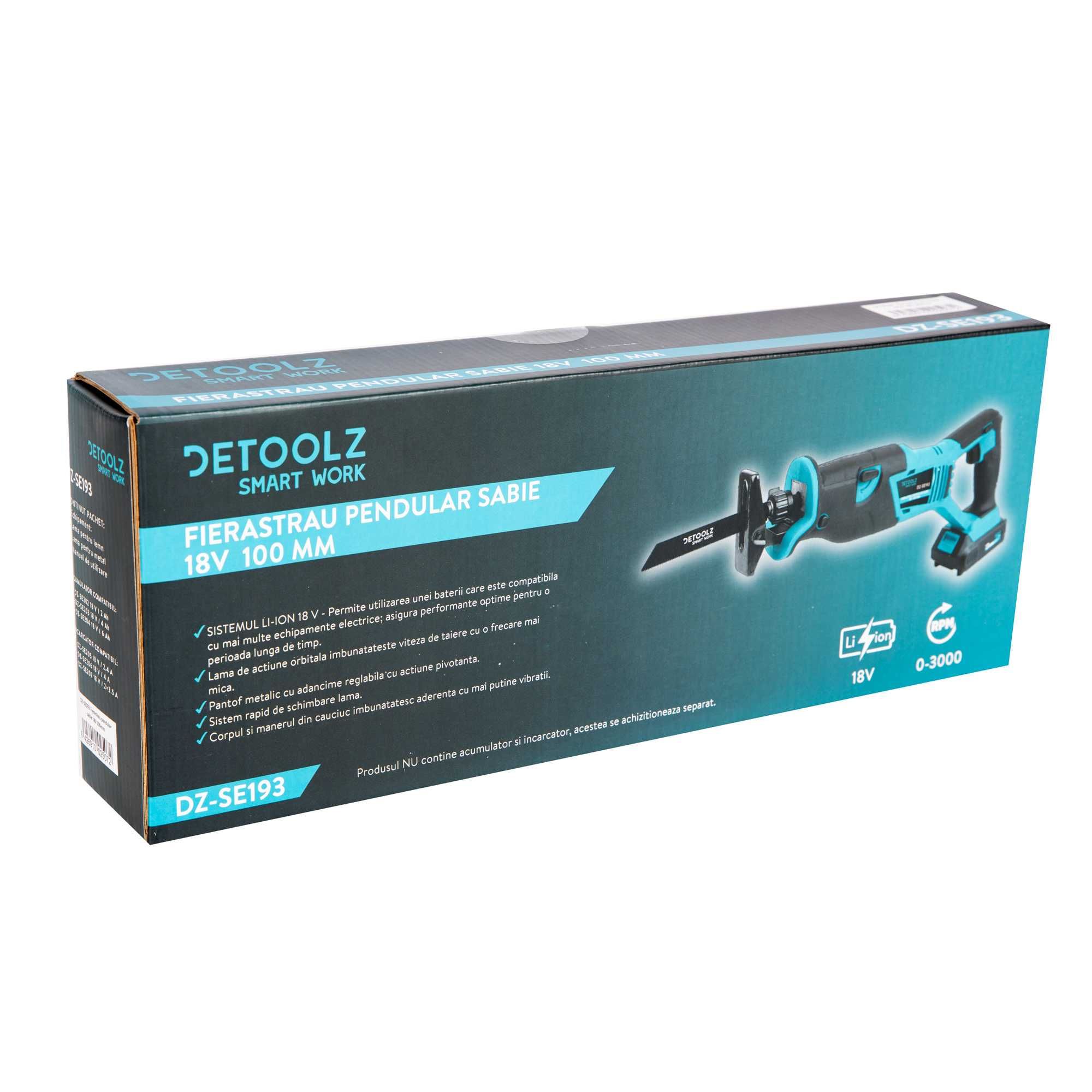 Fierastrau pendular tip sabie 18V 100mm 2 baterii (DZ-SE193+)