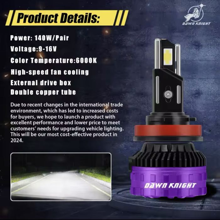 Becuri Led H7 140W Dawn Knight  Can Bus Error free transport gratuit