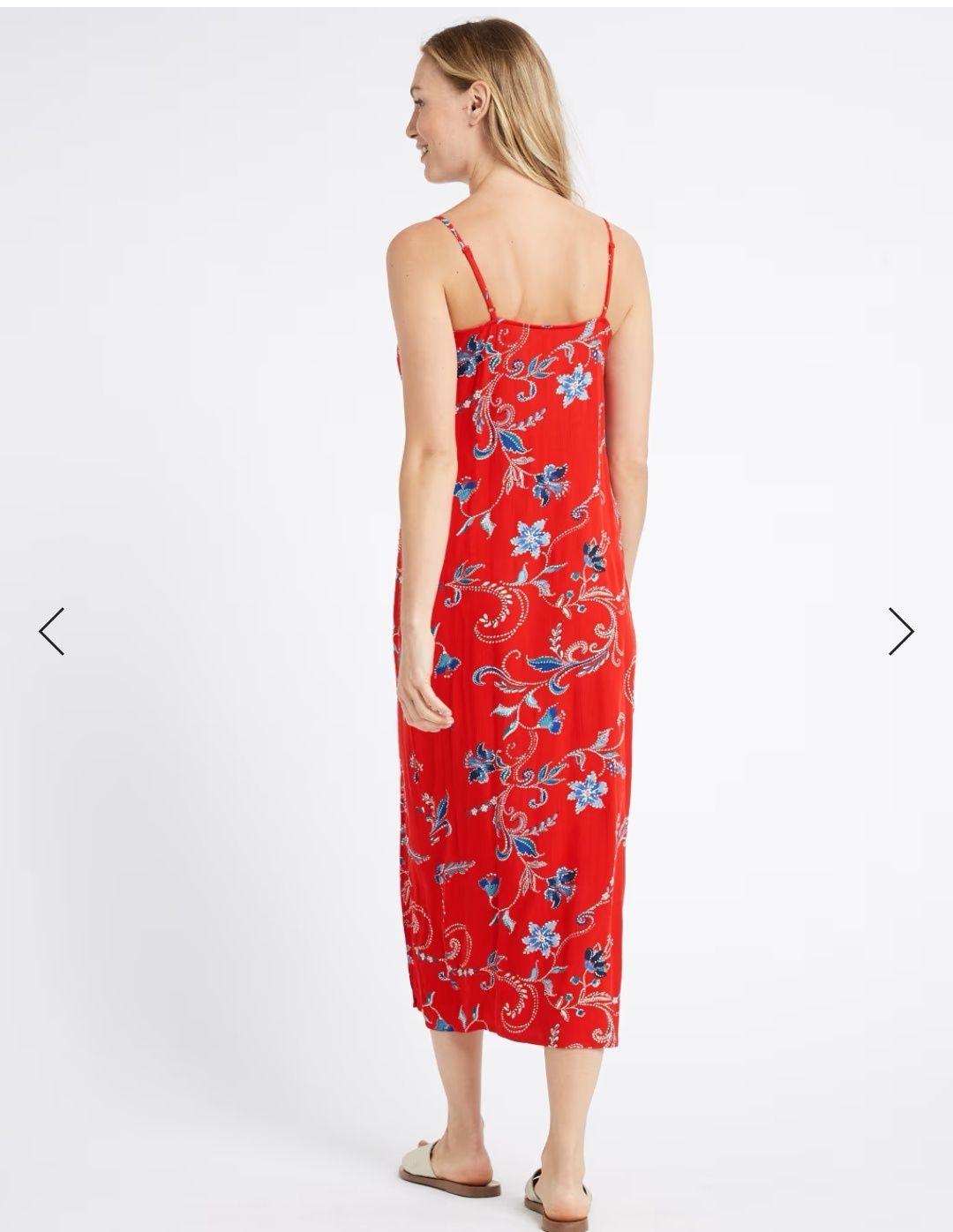 Guess H&M Marks & Spencer Mango миди рокля сатен, принт цветя, дантела