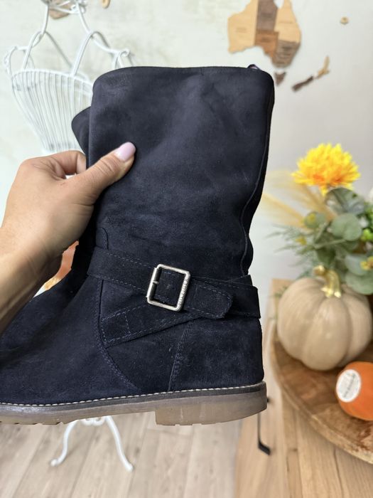 Tommy hilfiger 37 естествен велур кожа боти ботуши обувки