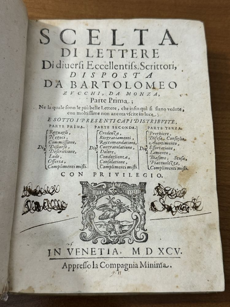 1595 Carte foarte veche antica- secol 16 Scielta di lettere